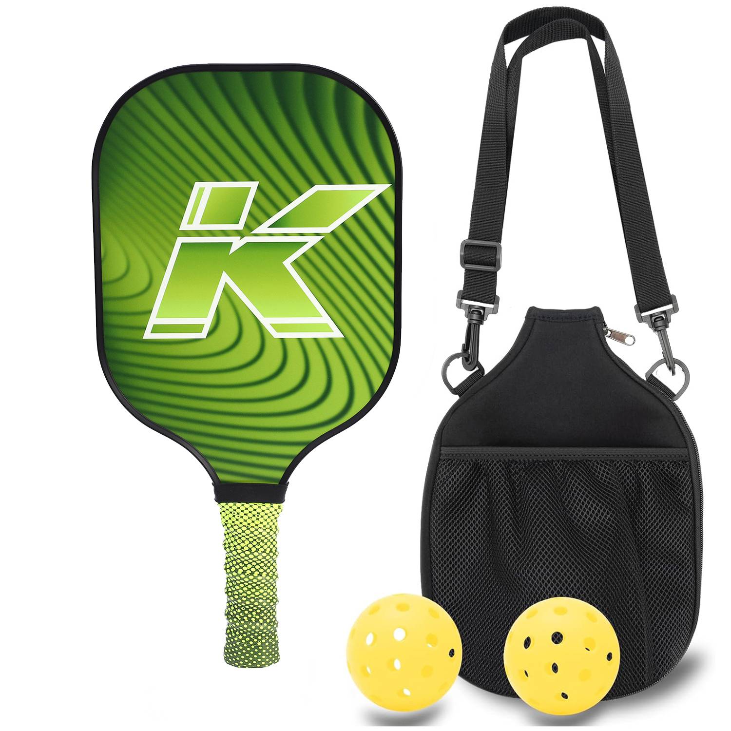 Carbon fiber [K -character green] Single+single -shot backpack+2 40 -hole outdoor balls